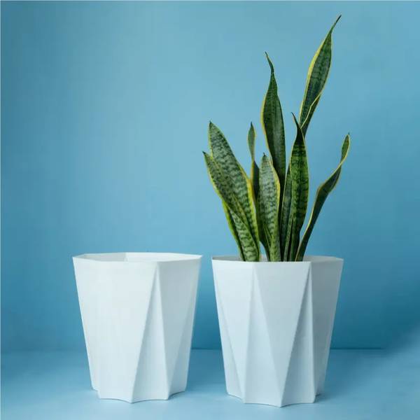 UBBISKART 10 Inch pot (WHITE,2 Pcs) Flower Pot for Home, Indoor & Outdoor Gamla Plant Container Set