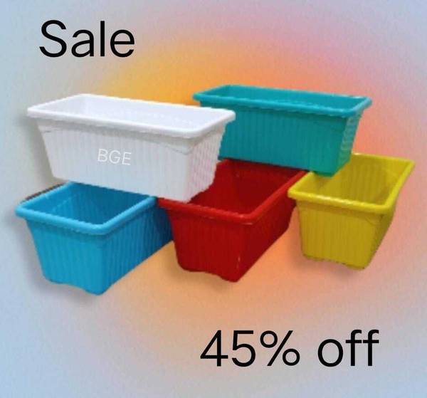 BGE Rectangular Plastic Pots for Plants, Jupiter Flower Pots for Home, Window Display, Garden Plant Container Set
