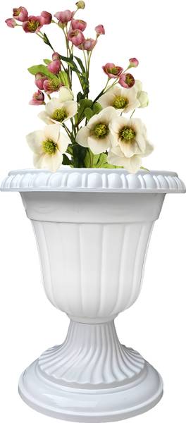 Garden's Need 13-Inch White Color Trumpet Shape Plastic Tulip Indoor Flower Vases | Set of 1 Plant Container Set