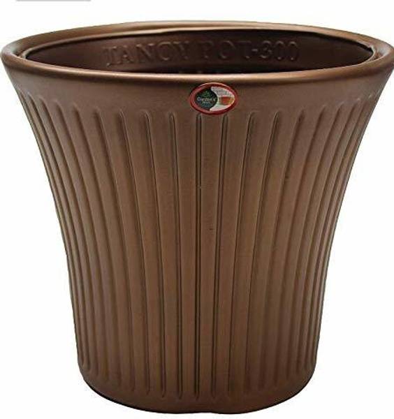 Garden's Need 10-Inch (25.4 cm) Tancy Flower Pot | Round Shape, Set of 4, Brown Plant Container Set