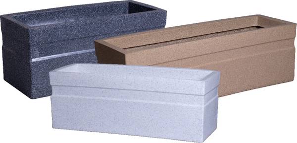 Gamla By GTC Plastic Marble Look ROTO Moulding ROTO QUAD Planter(25INCH) Marble Grey Plant Container Set