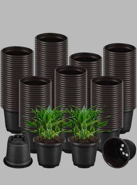 Bluevista Plastic Nursery Pots 6 Inch Black Plant Seed Starting Pot for Indoors & Outdoors Plant Container Set