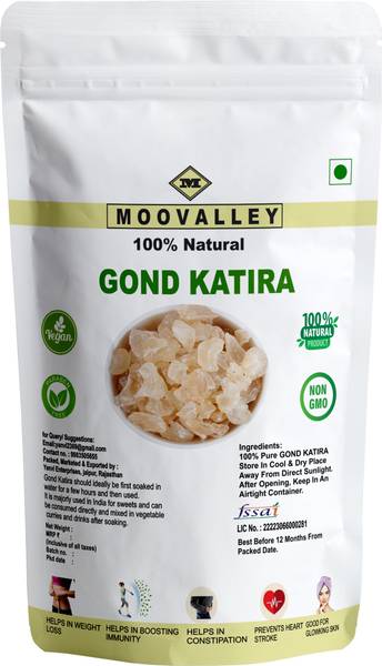 Moovalley Organic gond katira, tragacanth gum, almond gum, badam pisin seed (50 gram) Seed
