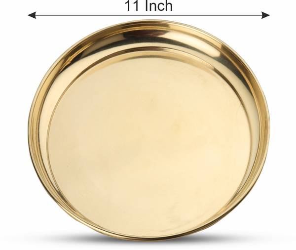 DOKCHAN Brass Plain Plate for pooja (Size - 11inch) Dinner Plate