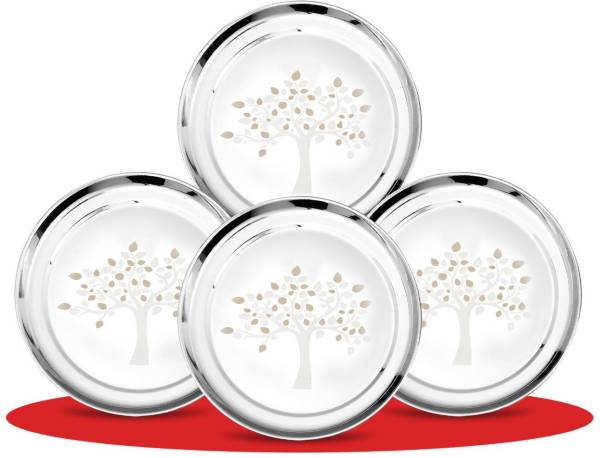 Classic Essentials High Quality Stainless Steel With Permanent Laser design Vriksha 4 Dinner Plate Dinner Plate