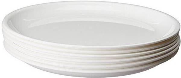 Kanha Plastic Microwave Safe Unbreakable Round dinner Set 6 Pcs Plate in white colour Dinner plate Made in India Dinner Plate