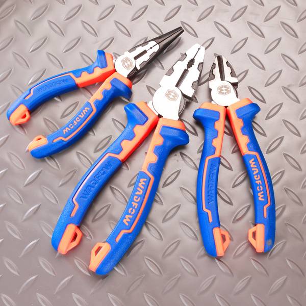 Wadfow 3Pcs High Leverage Pliers Set, Energy Saving 30%, Nail Holder/Spanner/Deburring, Pincer Plier