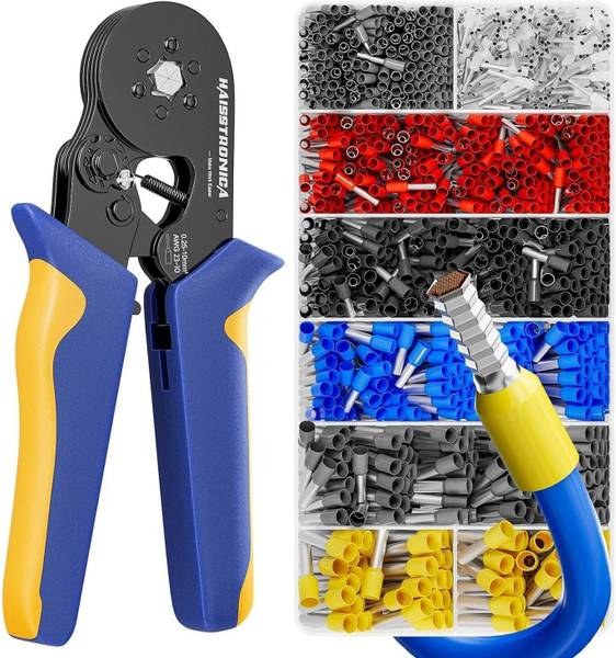 shopacke Crimping Tool,Crimpers Pliers with 1200PCS 6 Colors 8 Sizes Ferrules Punch Plier