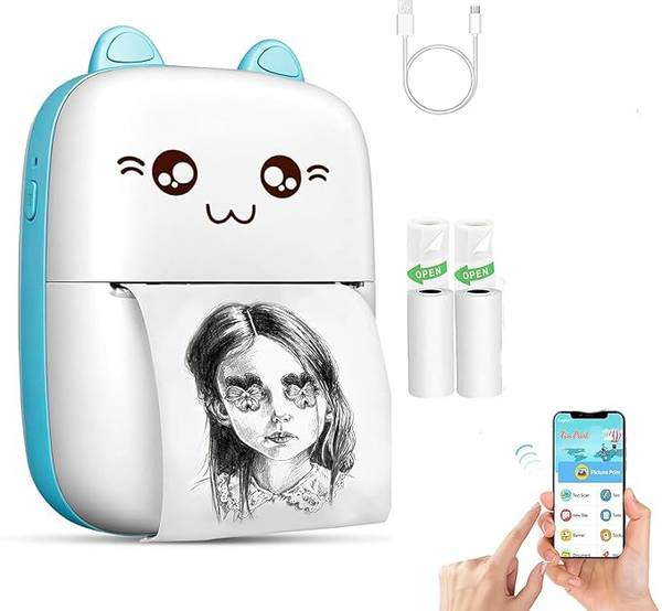 SUNFREE X1 58mm Receipt + Label Thermal Bluetooth Printer with 2 Pcs Thermal Roll Thermal pocket printer