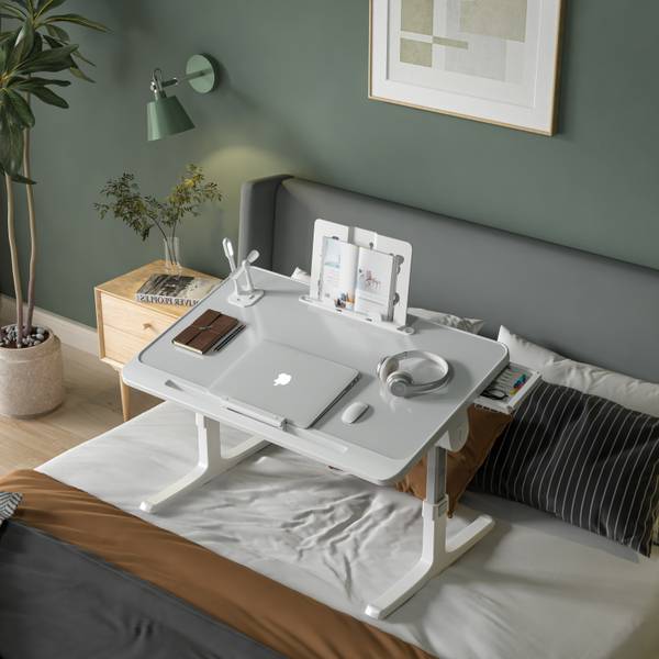 StarAndDaisy Multipurpose Bed | Laptop | Study Table with USB Fan & Light | Foldable Wood Portable Laptop Table