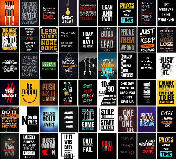 Motivational Poster Pack Of 54 - 6x4 Inch Wall Posters Aesthetic Postcards - Inspirational Motivational Quotes Posters Wall Stickers For Study Room - ...