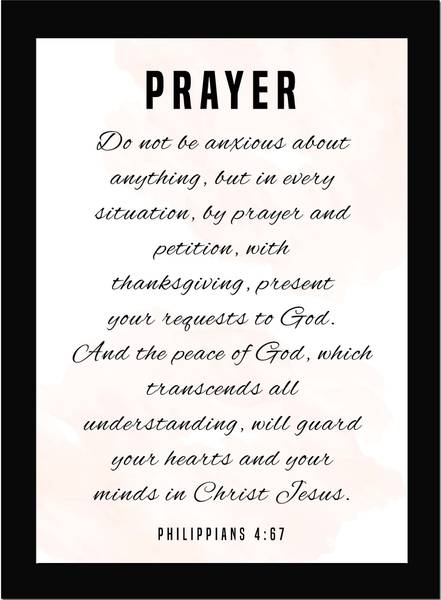 PRAYER - Bible Verse Wall Photo Framed Wall Poster, Bible Quotes Print with Frame, Home, Office Decor, Bible Quotes Poster (13.6 inch x 10.2 inch) Fin...