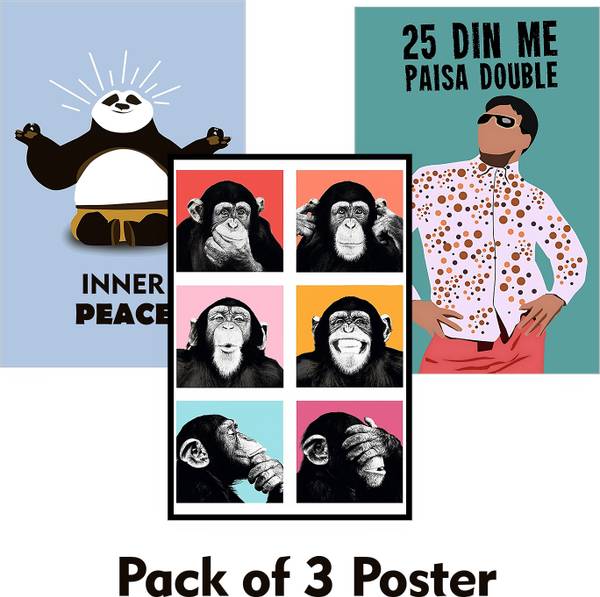 Pack of 3 Funny Posters | Funny poster for Room, Office, Door, Wall Paper Print