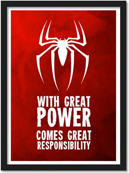 spiderman Quote Framed Poster for Room & Office(10x13 inch,Framed) Paper Print