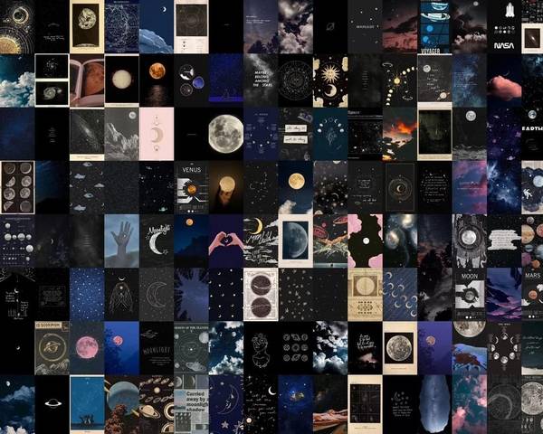 MoonLight Space Collage Kit  50 Pcs Cute Dorm Photo Wall Decor, Bedroom Dcor for Teens, Posters for Room Aesthetic  Adhesive on Back Side, Size 4x6 In...