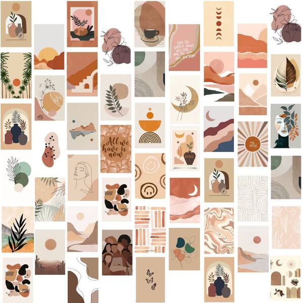 Boho Aesthetic Wall Collage Kit - Consists of 40 wall collages, these high quality art prints are ideal for room decoration, wall art and picture moun...