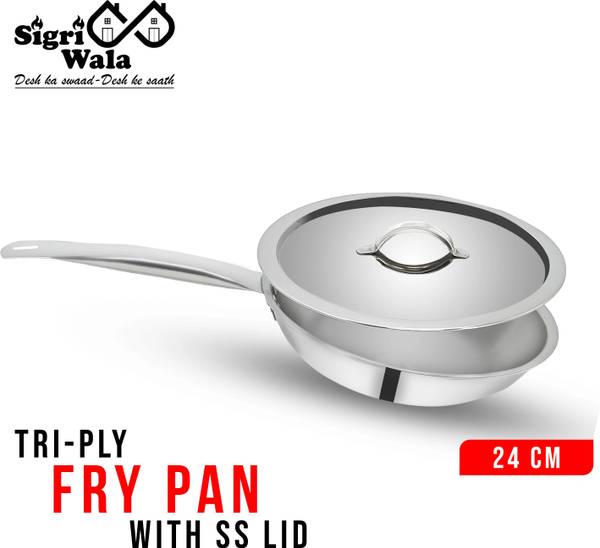 Sigri-wala Triply Fry Pan 24 cm diameter with Lid 1.8 L capacity