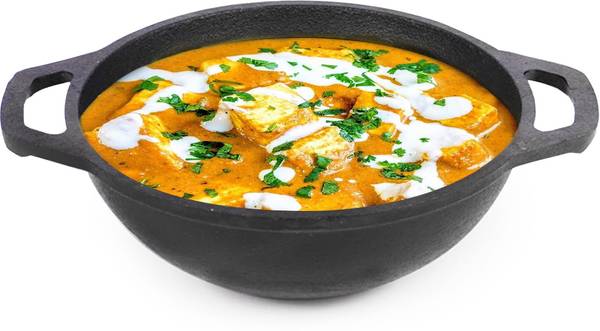 The Indus Valley Pre-Seasoned Cast Iron Deep Kadai with Flat Handle - 8 inch Kadhai 20.5 cm diameter 1.4 L capacity