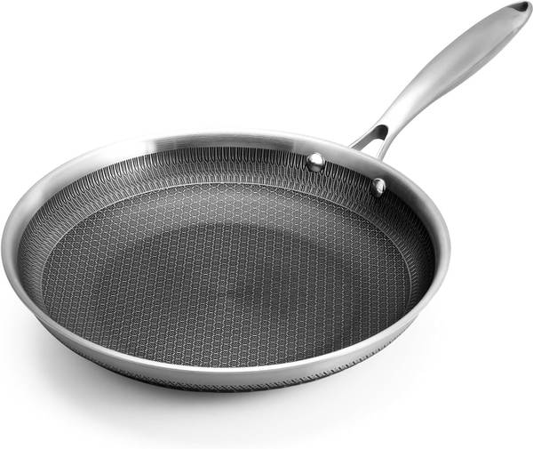 PalD Steel Frying Pan,Honeycomb Carving,Non-stick Skillet forAll Cooktops,Cool Handle Fry Pan 20 cm diameter 1 L capacity