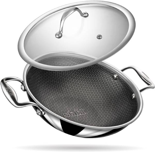 Stahl Artisan Hybrid Triply Non Stick Kadhai 24 cm diameter with Lid 2.4 L capacity