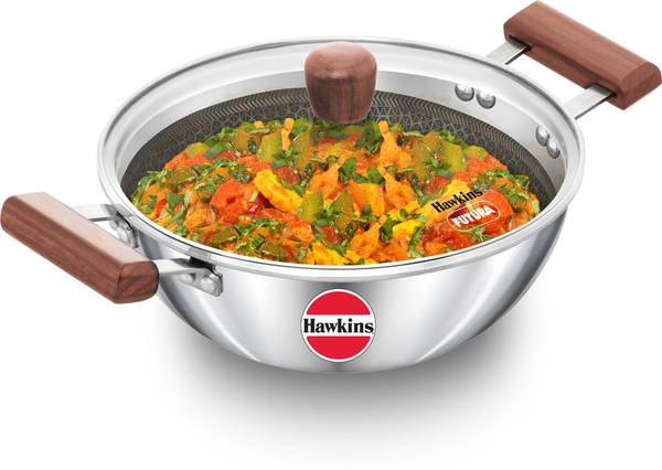 Hawkins Deep with Glass Lid (NSDK25G) Kadhai 22 cm diameter with Lid 2.5 L capacity