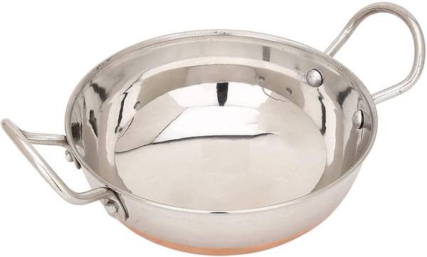 shri gaurangi steel deep Kadai Frying Pan for cooking with handle Kadhai 23 cm diameter 3 L capacity