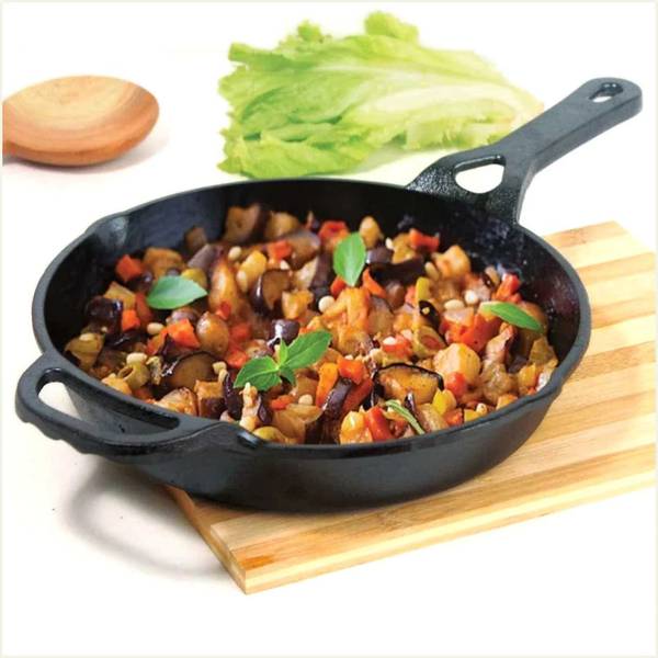 The Indus Valley Pre-seasoned Cast Iron Skillet Fry Pan 26.2 cm diameter 1.8 L capacity