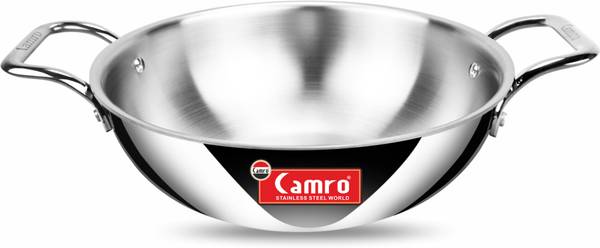 Camro Triply Artisian Kadhai (17 No) Induction Friendly Kadhai 36 cm diameter 5 L capacity