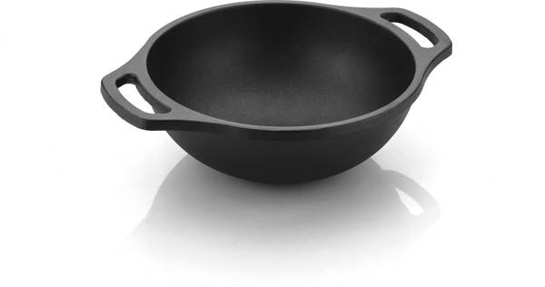 roston Cast Iron Kadai Pre Seasoned Kadhai Wok 20 cm Cookware Kadhai, 8 Inch Kadhai 20 cm diameter 2 L capacity