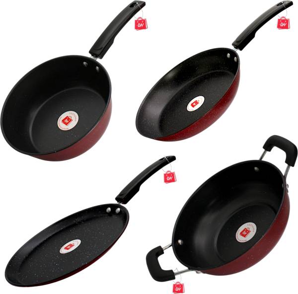 LAZYwindow LAZYwindow Nonstick Cookware Sets - Sauce Pan, Fry Pan, Dosa Tawa & Kadhai Handi 1.25 L