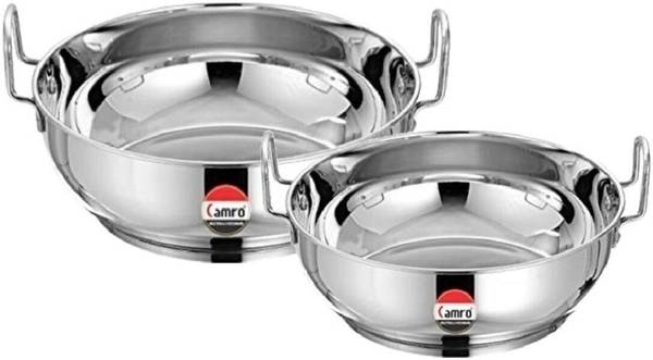 Camro SET 2 KADHAI Induction Bottom 12 No/15 No Kadhai 22 cm, 27.5 cm diameter 2 L, 4.5 L capacity