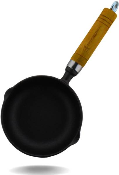 Trilonium Pre-Seasoned Cast Iron Chinese Melting Pot 400ml | Tadka Pan 13 cm diameter 0.4 L capacity