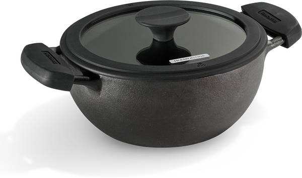 Tramontina Titanex Pre-Seasoned | Healthy Non-Toxic (PFAS/PFOA/PTFE Free) Kadhai 30 cm diameter with Lid 6.8 L capacity