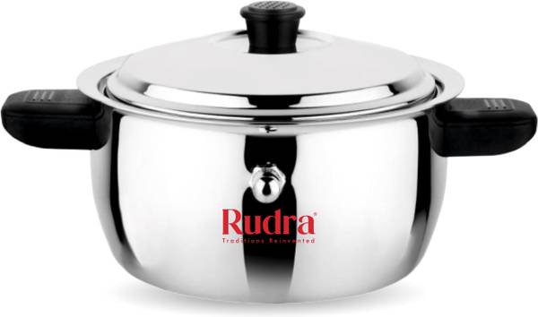 Rudra SS Stainless Steel Ideal Milk Boiler/Cooker Pot 20 cm diameter 1 L capacity with Lid