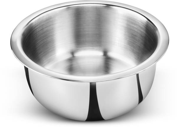 Durapan Triply Stainless Steel Round Bottom Patila/Bhagona/Tapeli Tope with Tope 2.1 L capacity 18 cm diameter