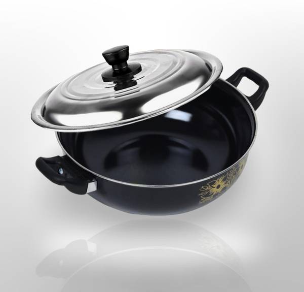 My Store Non Stick Black Kadhai with Lid - Cook Delicious Meals with Induction Cookware Kadhai 27 cm diameter with Lid 3.5 L capacity