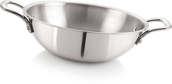 iVBOX  Platina 28cm Triply Kadai Stainless-Steel Kadhai 28 cm diameter 3.5 L capacity