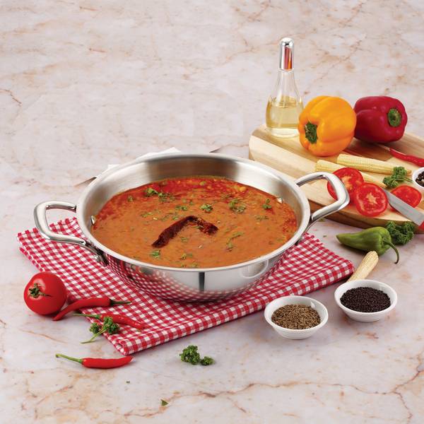 iVBOX  Platina 26cm Triply Kadai Stainless-Steel Kadhai 26 cm diameter 3 L capacity