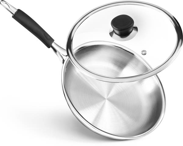 Durapan Triply Frying Pan  Toxin Free & Induction Compatible Fry Pan 26 cm diameter with Lid 2.2 L capacity