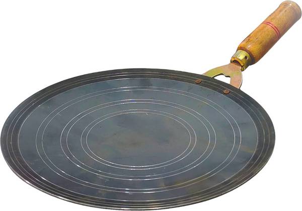 SLASHO Iron Tawa for Dosa/Chapathi with Wooden Handle Tawa 26 cm diameter