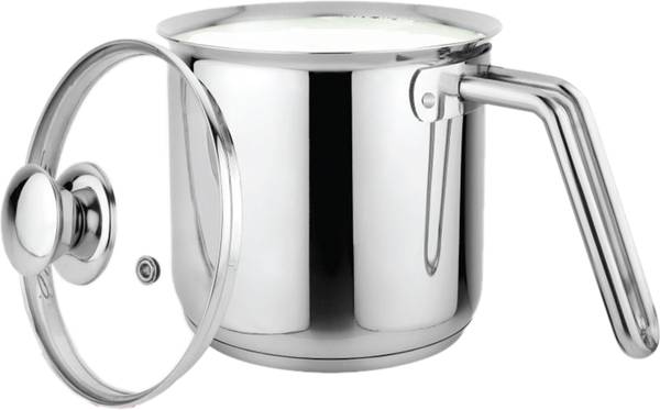 PRABHA Heavy Gauge Encapsulated Base Stainless Steel Milk Pot Milk Boiler Pot 11 cm diameter 1.1 L capacity with Lid