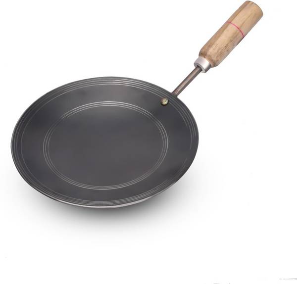 Ptr Traditional Pure Iron Tawa/Tava for Roti/paratha/Chapati with Wooden Handle Tawa 26 cm diameter