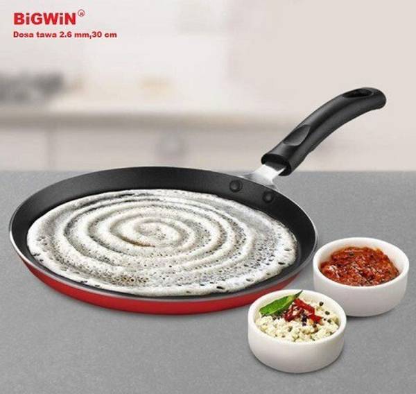 BIGWIN kitchen plus Non Stick Regular Gas Stove Compatible Dosa Tawa (28 cm /285 mm/12 Inches) (2.6mm Thickness) Tawa 28 cm diameter (Aluminium, Non-s...