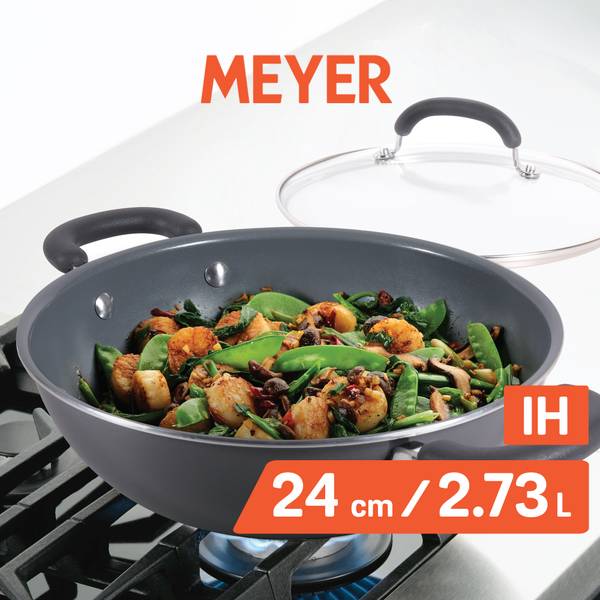 Meyer Anzen Ceramic Coated Cookware Kadhai 24 cm diameter with Lid 2.73 L capacity