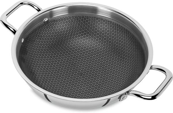 Hot plus HOTPLUS HexaPro 22  Triply Honeycomb Steel Kadai (22 cm, 2.5 mm Base) Kadhai 20 cm diameter 1.6 L capacity
