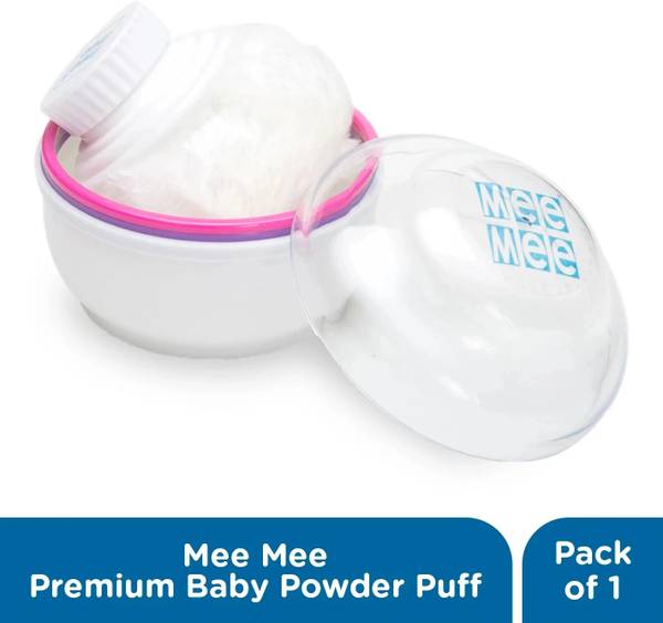 MeeMee Portable Soft Feel Powder Puff with Box Holder Container for New Born and Kids