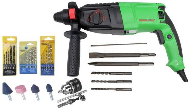 Digital Craft HEAVY DUTY CAMRON GOLD 26MM Heavy Duty Rotary Hammer Drill Machine 800 watts with 3 mode (GREEN) Angle Drill