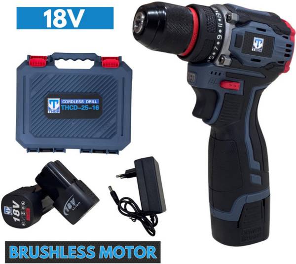 Hakimi 18V BRUSHLESS CORDLESS DRILL MACHINE THOR PRO SERIES 2 Batteries Metal Chuck 2 Speed Modes 0-500 RPM/ 0-3000 RPM Cordless Drill Cordless Drill