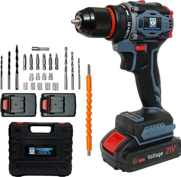 Hakimi THOR PRO SERIES 21V Cordless Drill Machine Metal Chuck Brushless Motor 50 N.M Torque 2 Variable speed 0-500 rpm 0-3000 rpm Cordless Drill