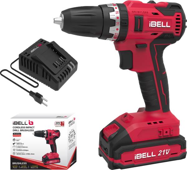 iBELL One Power Series BD20-38 Cordless Impact Drill Brushless 20V 38Nm with 2Ah Battery & Charger Cordless Drill
